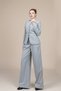 Women's Winter Gray Melange Round Neck Jacket and High Waist Wide Leg Pants Set Casual Daily Office Stylish 1287 - 3