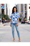 Women Blue Printed Casual Blouse - 2