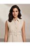 Women Beige Belted Causal Dress - 6