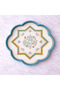 36 cm Floral Patterned Glass Decorative Tray |   Mediterranean Breeze |   Shine Turquoise Royale |   Flower Motif - 3