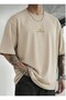 تي شيرت رجالي من مجموعة Beige Cast Collection مطبوع باللون الذهبي مقاس كبير - 3