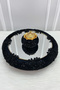 Black Vip Appliqued Mirrored Velvet Henna Night Tray Bride, Engagement Wedding Promise Ceremony