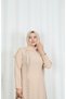 Stone Embellished Plus Size Hijab Suit Cream Hnt7537 - 9