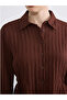 Brown Striped Drawstring Women's Shirt - 5
