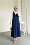 Shoulder Lace Detailed Plain Dabl Jile - Navy Blue - Navy