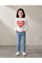 Girls Off-White Heart Embroidery Sweatshirt With Stripe Collar - 5