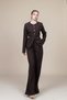 Women's Winter Coffee Color Round Neck Jacket and High Waist Wide Leg Pants Set Casual Daily Office Stylish 1287 - 2