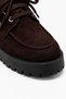 Women's Bitter Brown Suede Lace-Up Thick Sole Casual Shoes – Chunky Platform Modern Model - 3