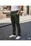 Men's Wide Leg Cargo Pocket Lycra Khaki Baggy Trousers - 2