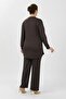 Women's Light Brown Crystal Fabric Plus Size Top and Bottom Set - 4