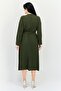Women Plain A-Line Dress, Dark Green - 4