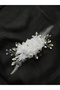 Flower and Feather Detailed Bridal Hair Comb with Crystal Stones Wedding Accessory - 4