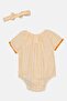 Toddlers Girl 2 Piece Stripe Short Sleeve Bodysuit With Headband, Multicolor - 3