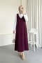 Shoulder Lace Detailed Plain Dabl Jile - Burgundy