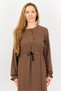 Women Plain Tie Waist Maxi Casual Dress, Chocolate Brown - 2