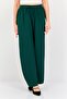 Women Regular Fit Plain Wide Leg Pants, Dark Green