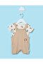 Baby White And Beige Printed Romper Suit (2 Piece)