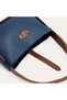 Women's Navy Blue Leather Look Handbag with Buckle Detail - 3