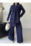 Women's Cape Detailed Navy Blue Suit - 6