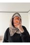Buttoned Women's Balaclava - Gray Brown