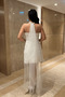 Lace Fabric Strapless Mini Dress - White - 5