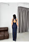 Navy Blue Backless Sequined Long Evening Dress - 6