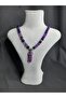 Purple Color Natural Agate Stone Necklace Rich Design