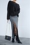 Women's Slit Lace Detailed Long Knitwear Skirt - 2