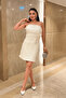 Lace Fabric Strapless Mini Dress - White - 2