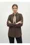 Women's Oversized Textured Fabric Scarf and Pocketed Shirt with Buckle Detail - 5