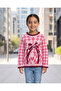 Girls Purple Knit Pullover with Graphic Motif