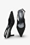 Smıtty Women's Stone Heeled Shoes - Black Suede - 5