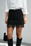 Women's Lace Detailed Mini Skirt with Shorts - 2