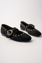 Zena Gold Buckle Studded Leather Women's Ballerina Shoes - 2