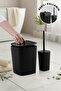 Sapphire Adhesive Toilet Brush Holder and Trash Can Set Black 2-Piece Bathroom Set - 5