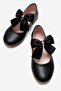 Children's Ribbon Shoes Black Leather - 5