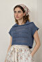 Perforated Crop Spring Knitwear Women's Indigo