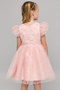 Embroidered Fit & Flare Dress With Crew Neck And Flutter Sleeves - 6