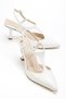 Lorea Women's White Patent Leather Pointed Toe Thin Heeled Shoes - 2