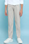 Boy'S Beige Solid Pants With Button Closure