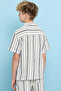 Striped Shirt With Revere Collar And Short Sleeves - 4