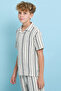 Striped Shirt With Revere Collar And Short Sleeves - 3