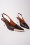 Zenith Metal Toe Detail Pointed Toe Open Back Women's Heeled Shoes