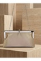 Skin Color Satin Soft Leather Metal Stone Pearl Detailed Chain Strap Crystal Stone Women's Evening Dress Bag - 7