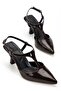 Lorea Women's Bitter Brown Patent Leather Pointed Toe Thin Heeled Shoes - 2