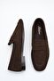 Women's Loafer Flat Sole Moccasin Brown Suede Shoes - 2
