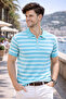 Men's Striped Thin Knitwear Polo Collar Half Zipper Short Sleeve Stylish Casual Sweater - 2