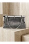 Platinum Color Soft Leather Metal Stone Pearl Detailed Chain Strap Crystal Stone Women's Evening Dress Bag - 5