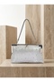 Ecru Color Satin Soft Leather Metal Stone Detailed Chain Strap Crystal Stone Women's Evening Dress Bag - 3