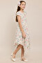 Floral Print Asymmetric Dress With Crew Neck And Short Sleeves - 4
